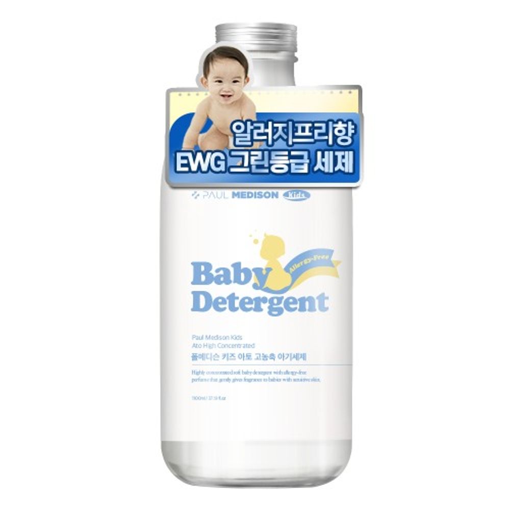 [Paul Medison] Kids Ato High Concentrated Baby Detergent _ 1.1L/ 37.19Fl.oz, 2x Concentrate, No Residue, Allergy-Free, EWG Green Grade, Sensitive Skin, Mild Detergent,